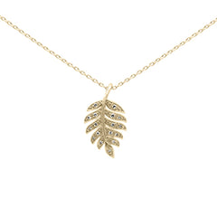 DIAMOND CLOSEOUT! .07ct G SI 14K Yellow Gold Diamond Leaf Design Pendant Necklace