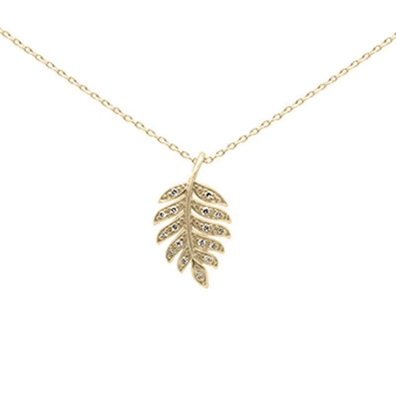 DIAMOND CLOSEOUT! .07ct G SI 14K Yellow Gold Diamond Leaf Design Pendant Necklace