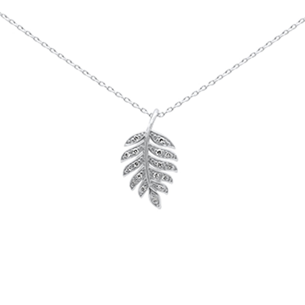 DIAMOND CLOSEOUT! .07ct G SI 14K White Gold Diamond Leaf Design Pendant Necklace