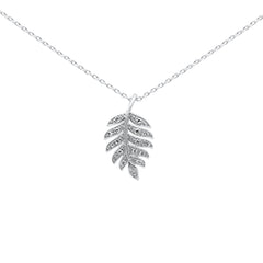 DIAMOND CLOSEOUT! .07ct G SI 14K White Gold Diamond Leaf Design Pendant Necklace