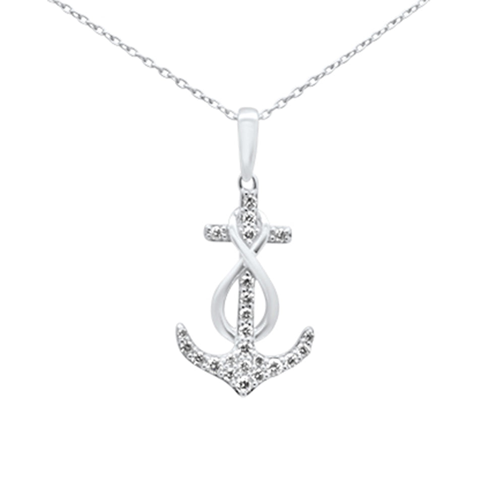 DIAMOND CLOSEOUT! .20ct G SI 14K White Gold Diamond Anchor Infinity Pendant Necklace