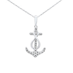 DIAMOND CLOSEOUT! .20ct G SI 14K White Gold Diamond Anchor Infinity Pendant Necklace
