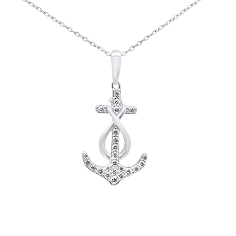DIAMOND CLOSEOUT! .20ct G SI 14K White Gold Diamond Anchor Infinity Pendant Necklace
