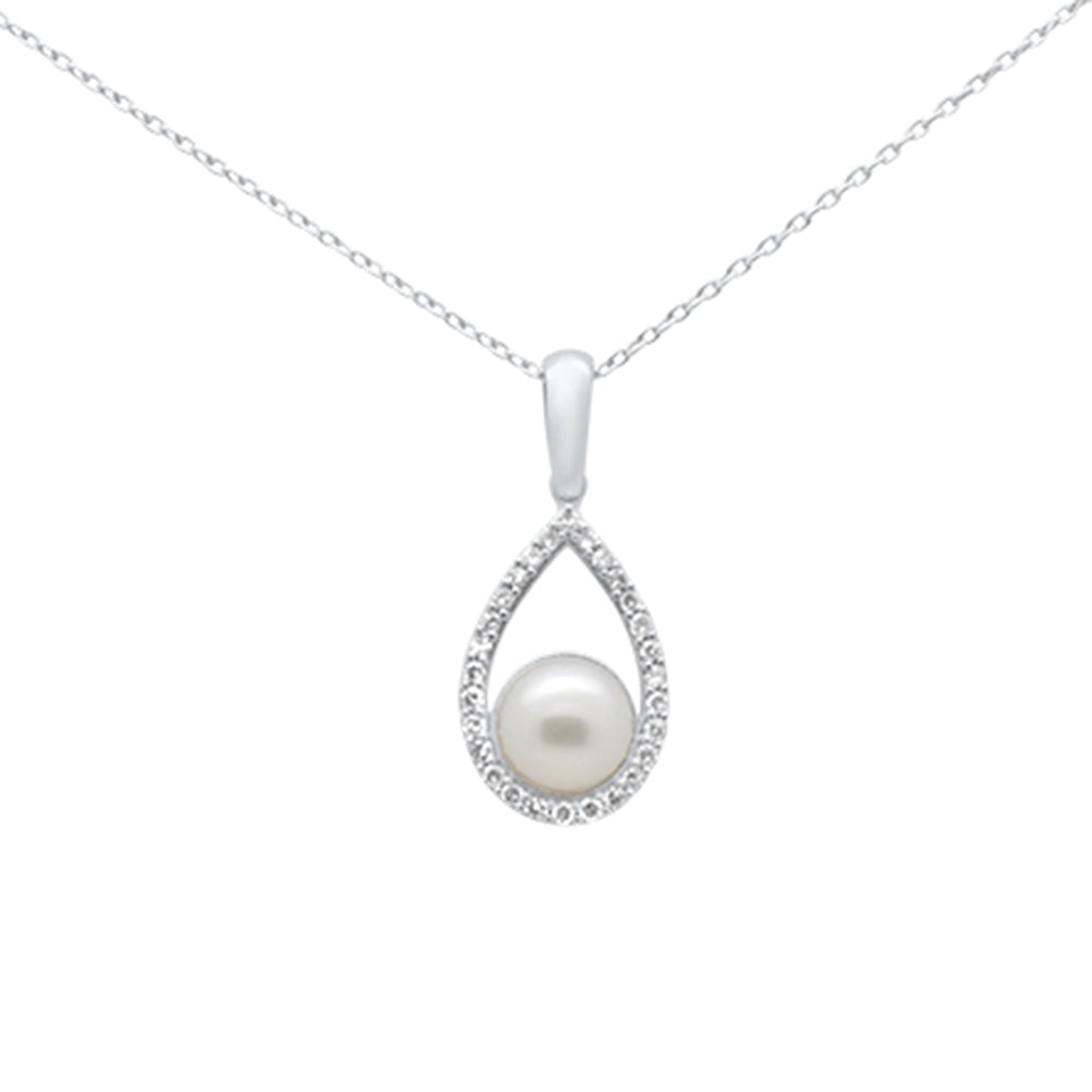 SPECIAL! .13ct G SI 14K White Gold Diamond Pearl Pendant Necklace