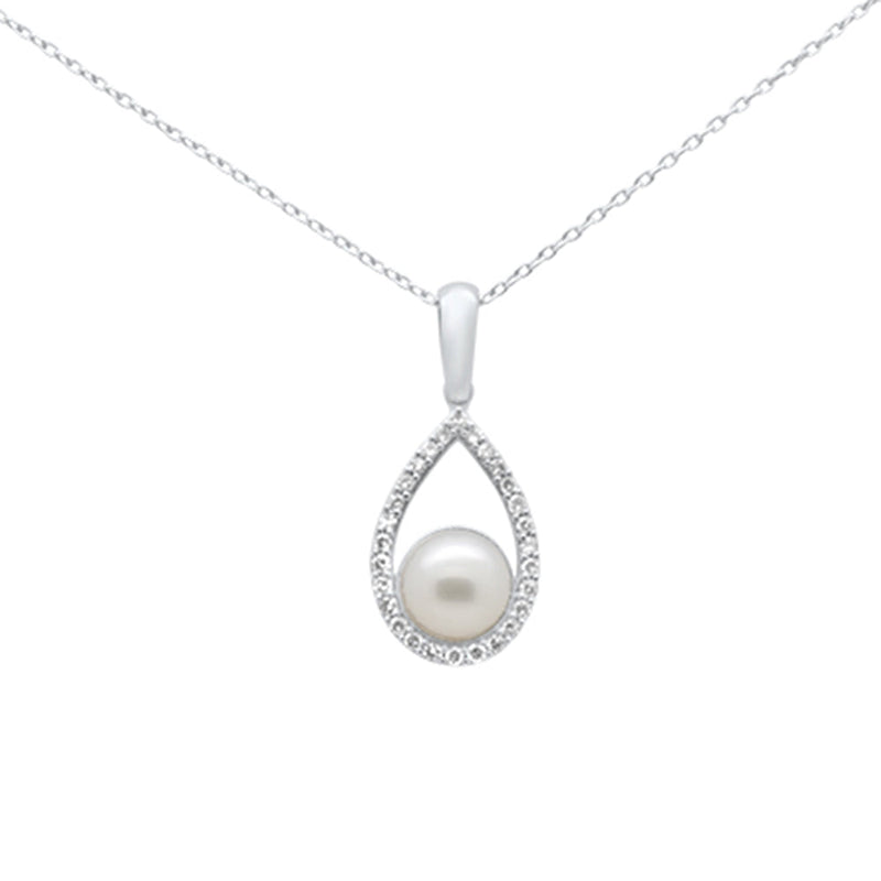 SPECIAL! .13ct G SI 14K White Gold Diamond Pearl Pendant Necklace