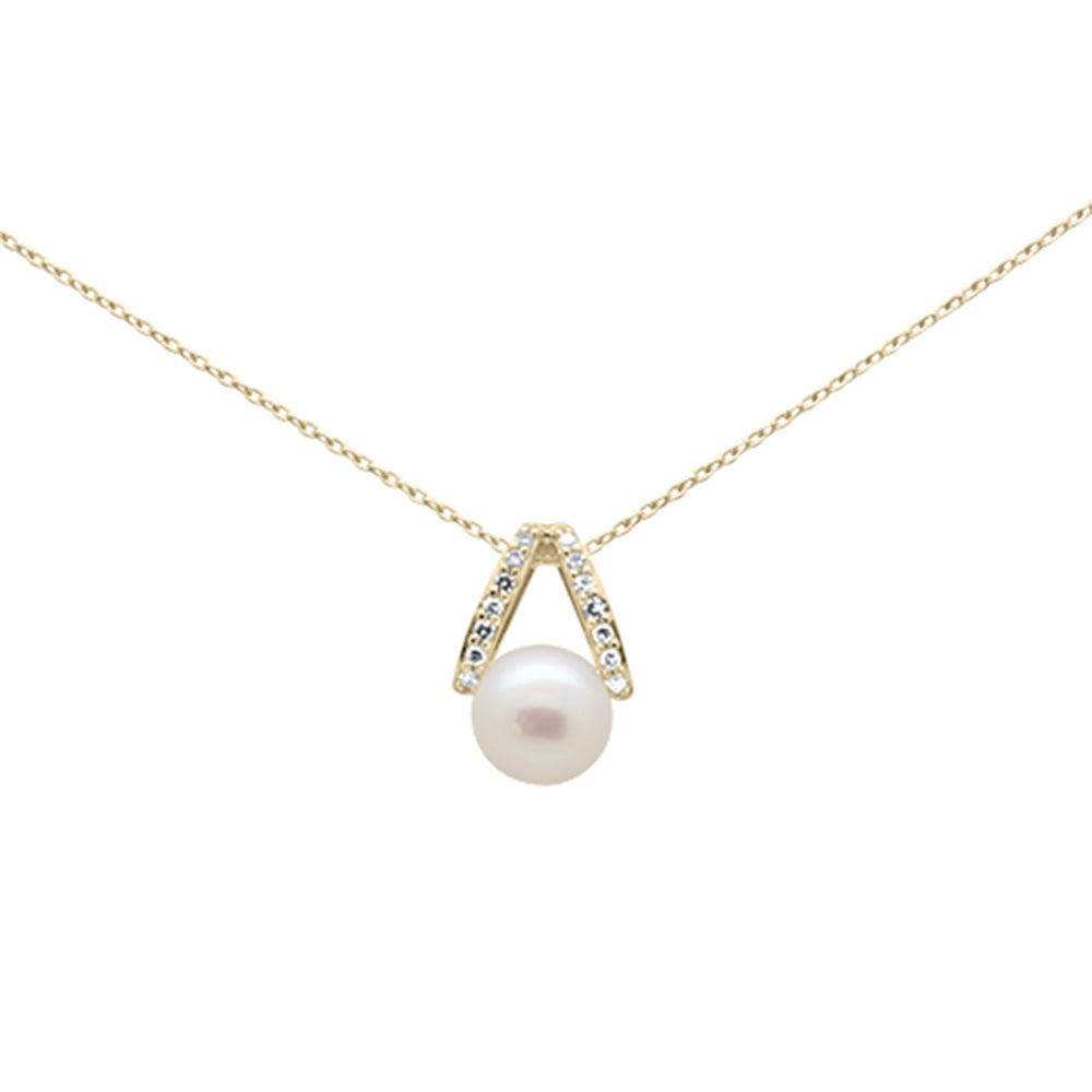 SPECIAL! .08ct G SI 14K Yellow Gold Diamond Pearl Pendant Necklace