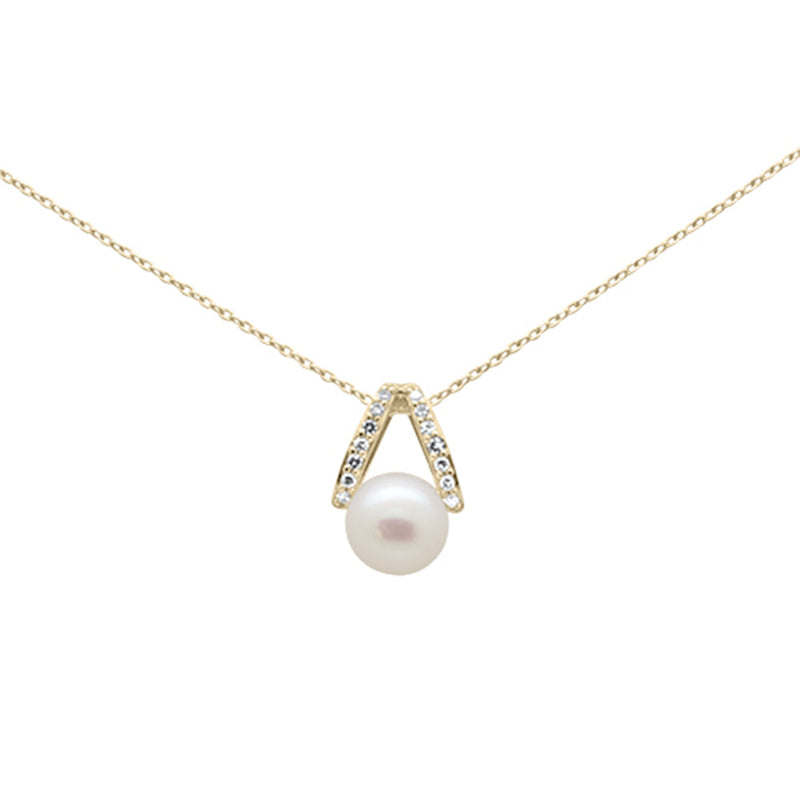 SPECIAL! .08ct G SI 14K Yellow Gold Diamond Pearl Pendant Necklace