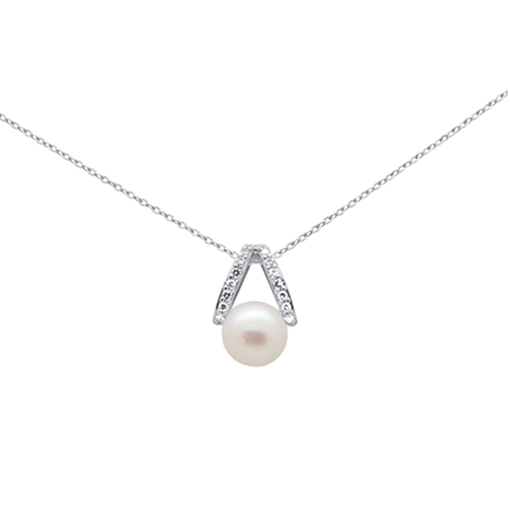 SPECIAL! .08ct G SI 14K White Gold Diamond Pearl Pendant Necklace