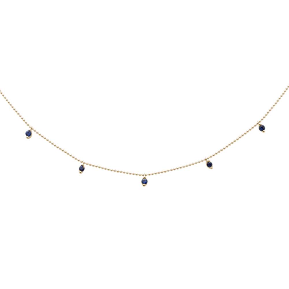 SPECIAL! .31ct G SI 14K Yellow Gold Blue Sapphire Bead Style Chain Pendant Necklace