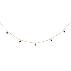 SPECIAL! .31ct G SI 14K Yellow Gold Blue Sapphire Bead Style Chain Pendant Necklace