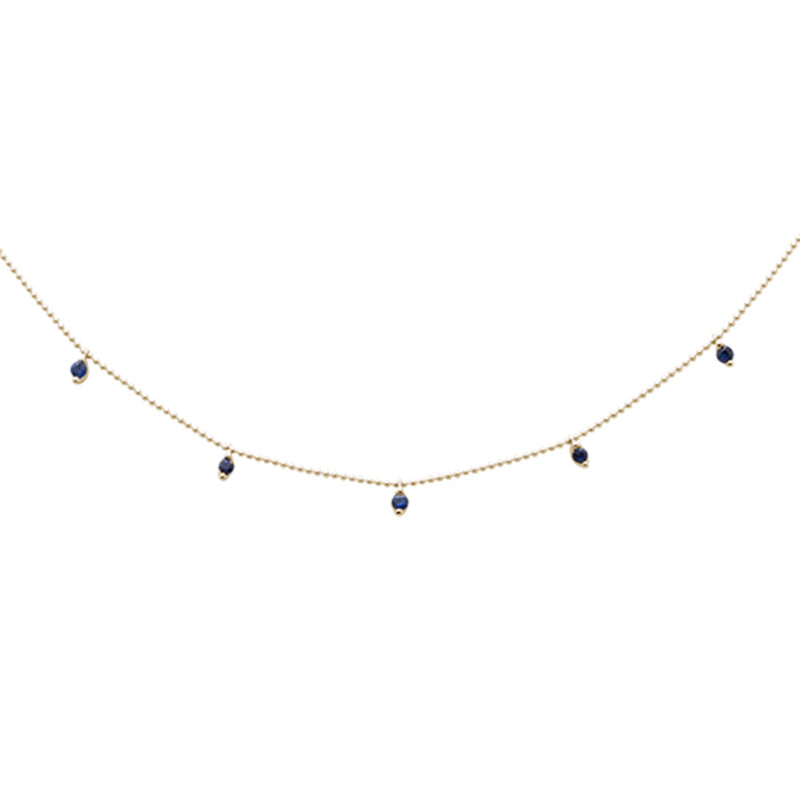 SPECIAL! .31ct G SI 14K Yellow Gold Blue Sapphire Bead Style Chain Pendant Necklace