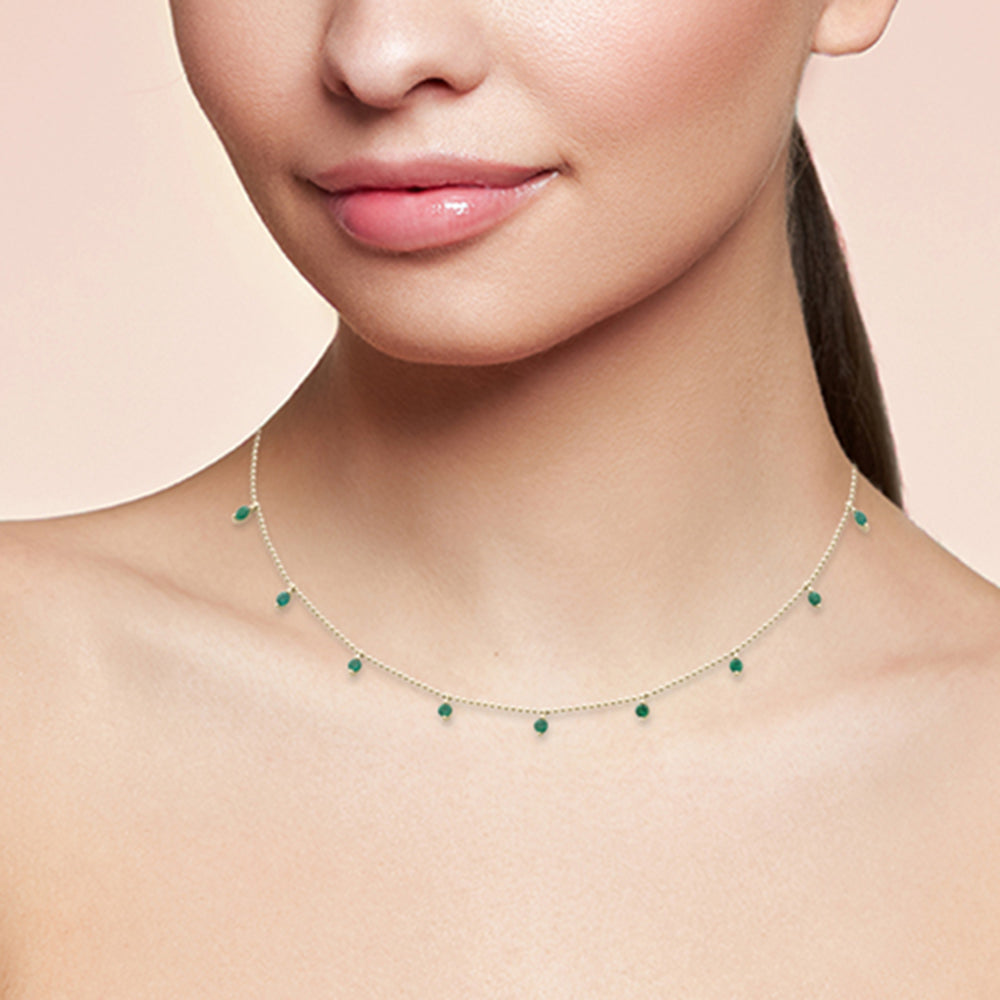 GEMSTONE CLOSEOUT!  .80ct G SI 14K Yellow Gold Natural Emerald Bead Style Chain Pendant Necklace