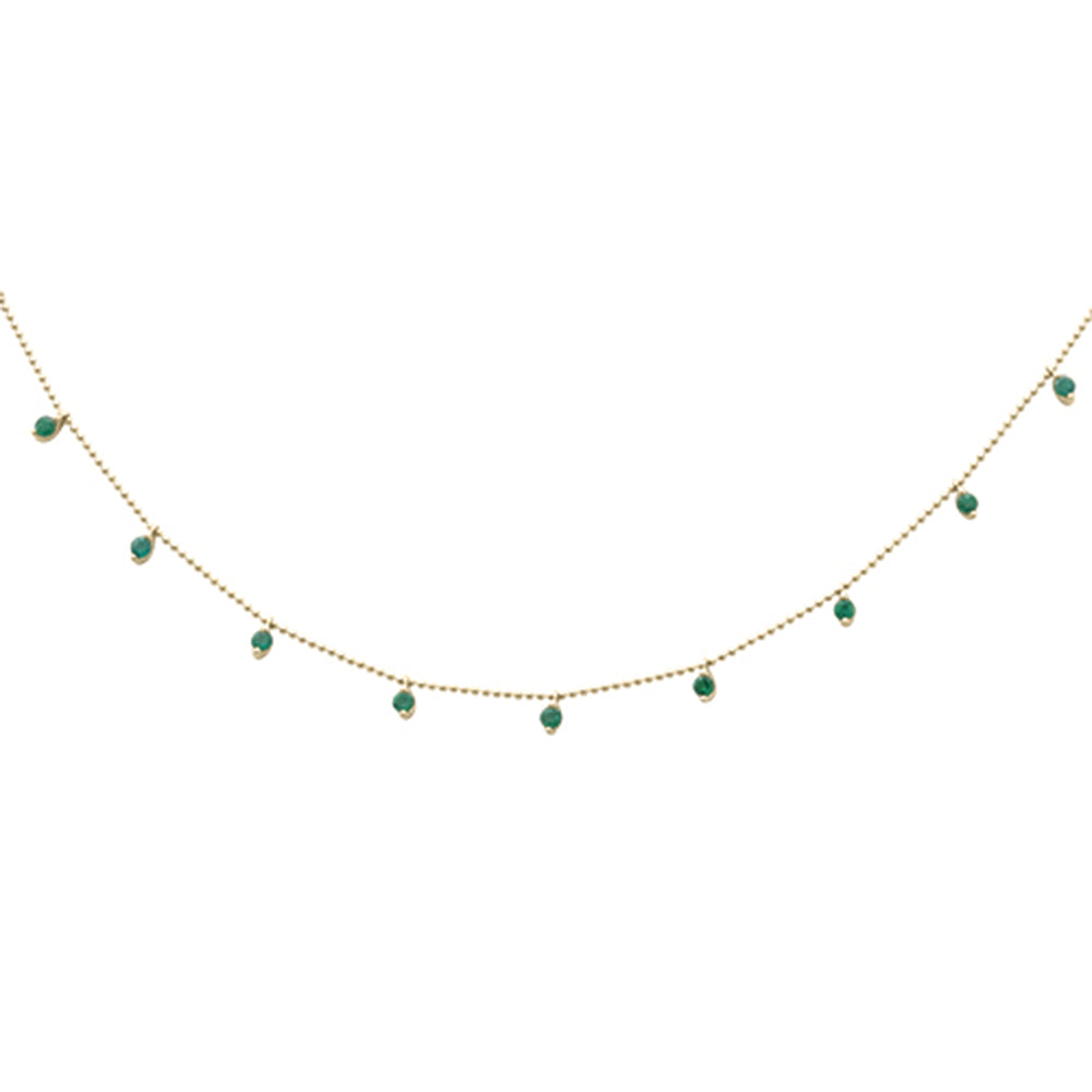 GEMSTONE CLOSEOUT!  .80ct G SI 14K Yellow Gold Natural Emerald Bead Style Chain Pendant Necklace