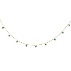 GEMSTONE CLOSEOUT!  .80ct G SI 14K Yellow Gold Natural Emerald Bead Style Chain Pendant Necklace