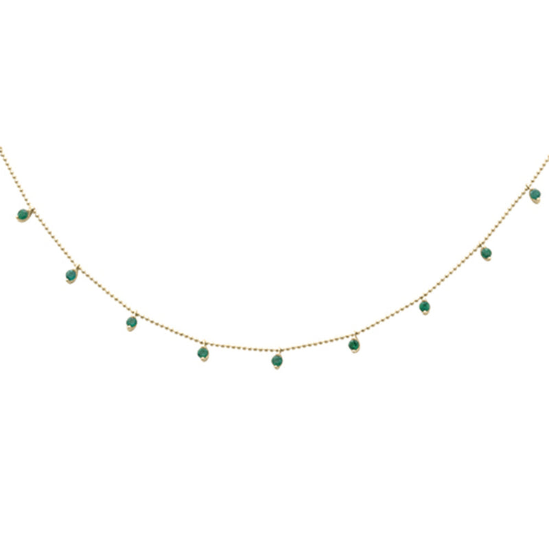 GEMSTONE CLOSEOUT!  .80ct G SI 14K Yellow Gold Natural Emerald Bead Style Chain Pendant Necklace