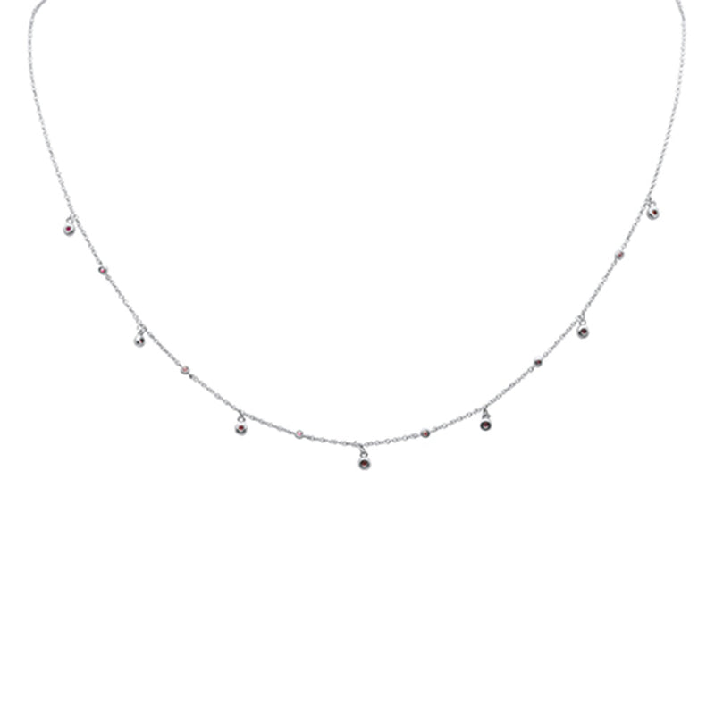 DIAMOND CLOSEOUT!  .16ct G SI 14K White Gold Ruby Gemstone Pendant Necklace 18" Long