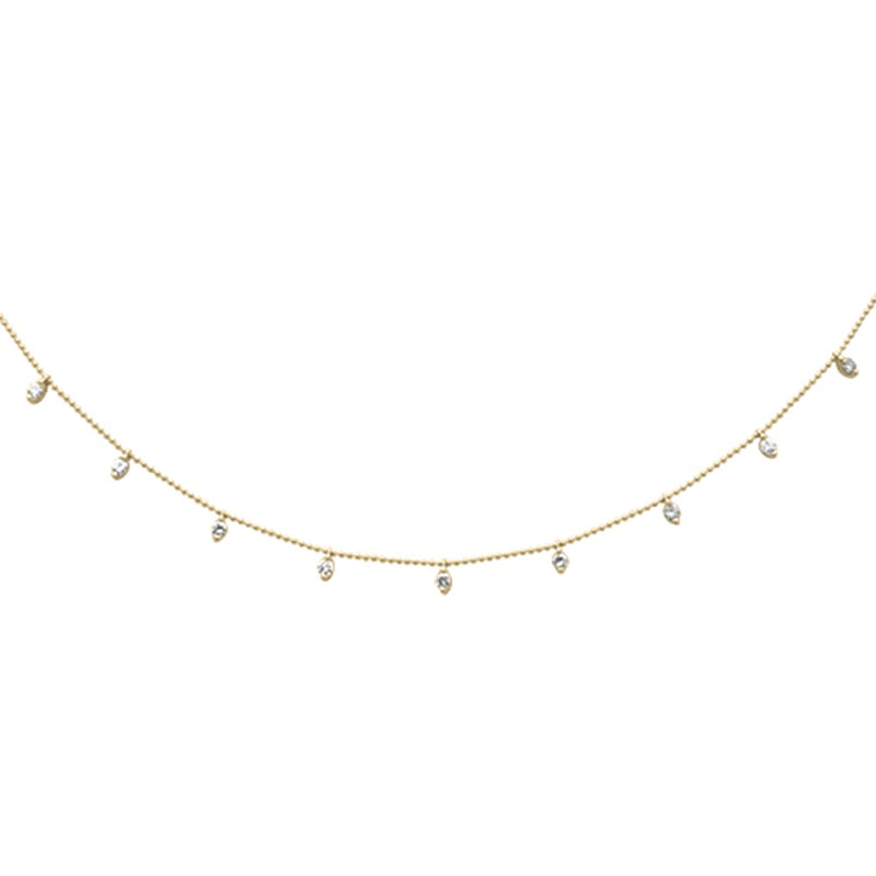 SPECIAL! .84ct G SI 14K Yellow Gold Diamond Bead Style Chain Dia by The Yard Pendant Necklace