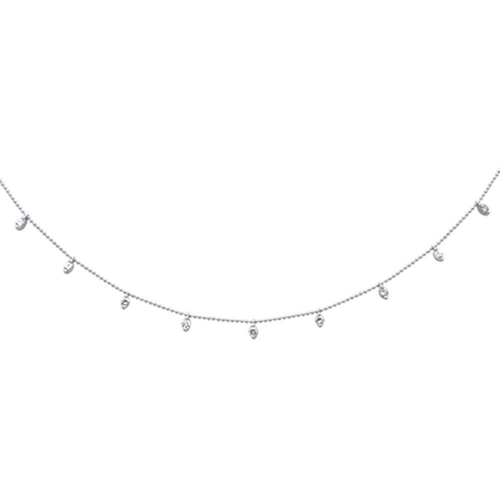 SPECIAL! .86ct G SI 14K White Gold Diamond Bead Style Chain Dia by The Yard Pendant Necklace