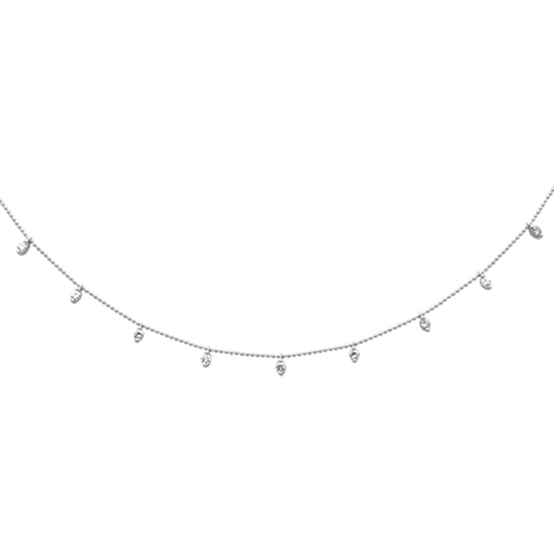 SPECIAL! .86ct G SI 14K White Gold Diamond Bead Style Chain Dia by The Yard Pendant Necklace