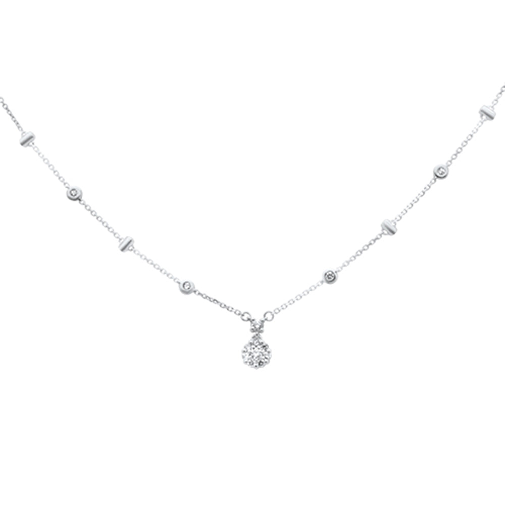 DIAMOND CLOSEOUT! .32ct G SI 14K White Gold Diamond Round Shaped Dia by the Yard Pendant Necklace
