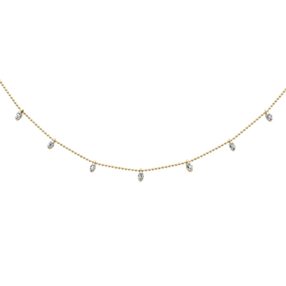 DIAMOND CLOSEOUT! .02ct G SI 14K Yellow Gold Diamond Bead Style Chain Diamond by The Yard Pendant Necklace 18"