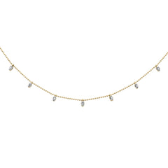 DIAMOND CLOSEOUT! .02ct G SI 14K Yellow Gold Diamond Bead Style Chain Diamond by The Yard Pendant Necklace 18"