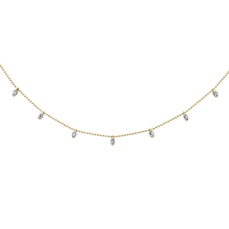DIAMOND CLOSEOUT! .02ct G SI 14K Yellow Gold Diamond Bead Style Chain Diamond by The Yard Pendant Necklace 18"