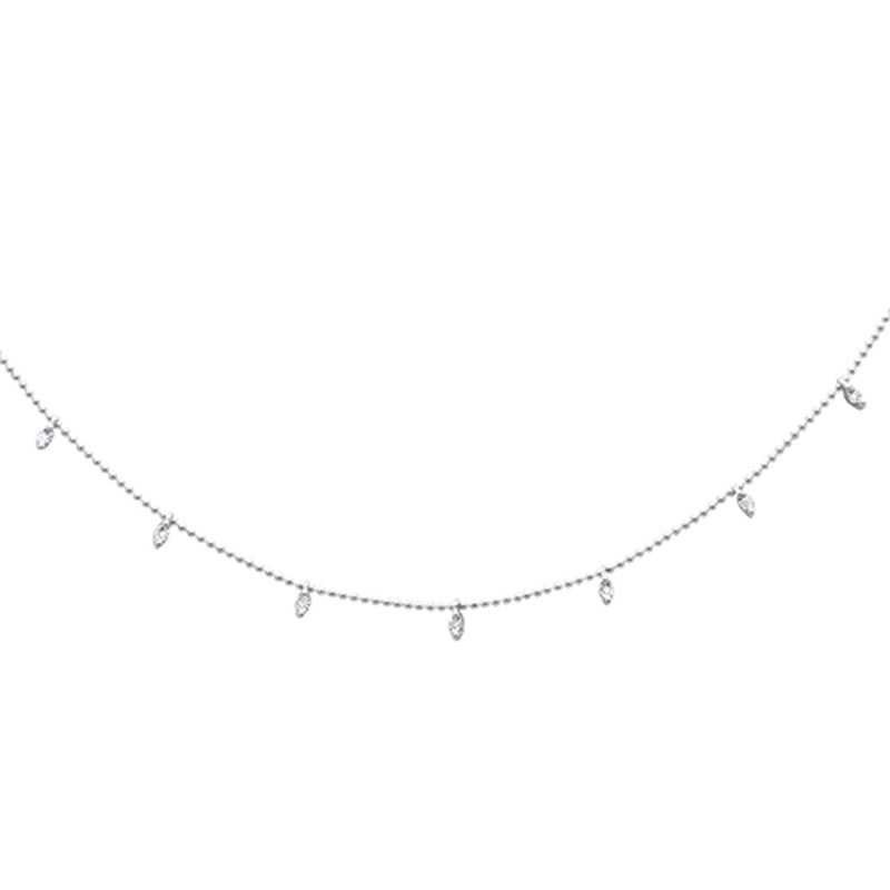 SPECIAL!.02ct G SI 14K White Gold Diamond Dangling Pendant Necklace 18" Long