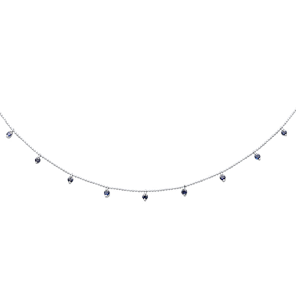 GEMSTONE CLOSEOUT! 1.08ct G SI 14K White Gold Blue Sapphire Bead Style Chain Pendant Necklace