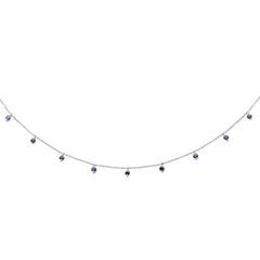 GEMSTONE CLOSEOUT! 1.08ct G SI 14K White Gold Blue Sapphire Bead Style Chain Pendant Necklace