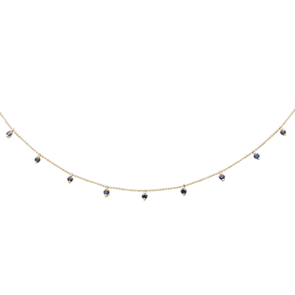 GEMSTONE CLOSEOUT!  1.08ct G SI 14K Yellow Gold Blue Sapphire Bead Style Chain Pendant Necklace