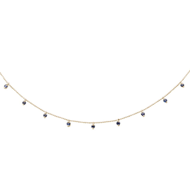 GEMSTONE CLOSEOUT!  1.08ct G SI 14K Yellow Gold Blue Sapphire Bead Style Chain Pendant Necklace