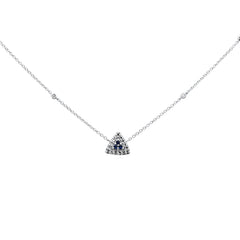 GEMSTONE CLOSEOUT!  .15ct G SI 14K White Gold Diamond & Blue Sapphire Pendant Necklace