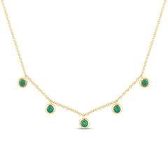 DIAMOND CLOSEOUT!  .24ct G SI 14K Yellow Gold Emerald Gemstone By the Yard Style Pendant Necklace