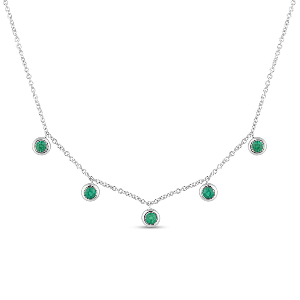 DIAMOND CLOSEOUT!  .24ct G SI 14K White Gold Emerald Gemstone Pendant Necklace 18" Long