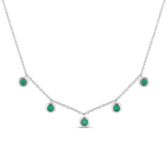 DIAMOND CLOSEOUT!  .24ct G SI 14K White Gold Emerald Gemstone Pendant Necklace 18" Long