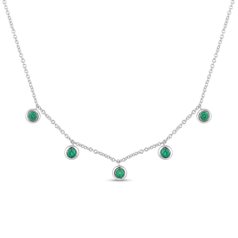 DIAMOND CLOSEOUT!  .24ct G SI 14K White Gold Emerald Gemstone Pendant Necklace 18" Long