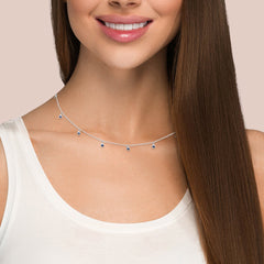 GEMSTONE CLOSEOUT!  .31ct G SI 14K White Gold Blue Sapphire Gemstone By the Yard Style Pendant Necklace