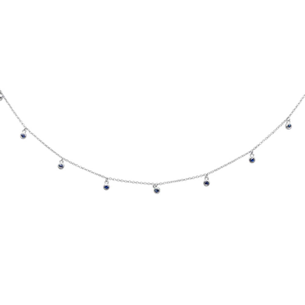 GEMSTONE CLOSEOUT!  .31ct G SI 14K White Gold Blue Sapphire Gemstone By the Yard Style Pendant Necklace