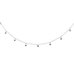 GEMSTONE CLOSEOUT!  .31ct G SI 14K White Gold Blue Sapphire Gemstone By the Yard Style Pendant Necklace