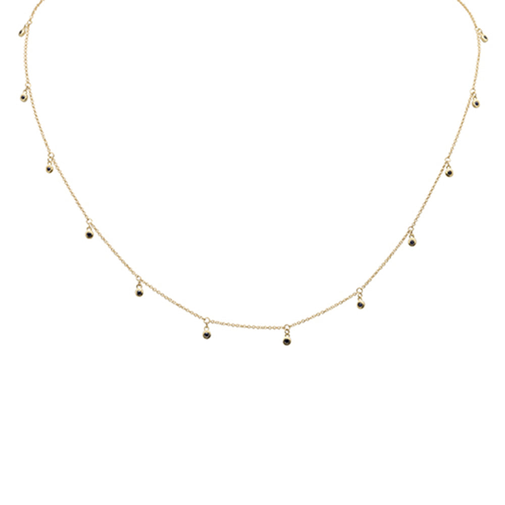 DIAMOND CLOSEOUT!  .33ct G SI 14K Yellow Gold Blue Sapphire Gemstone Dangling Pendant Necklace 18" Long