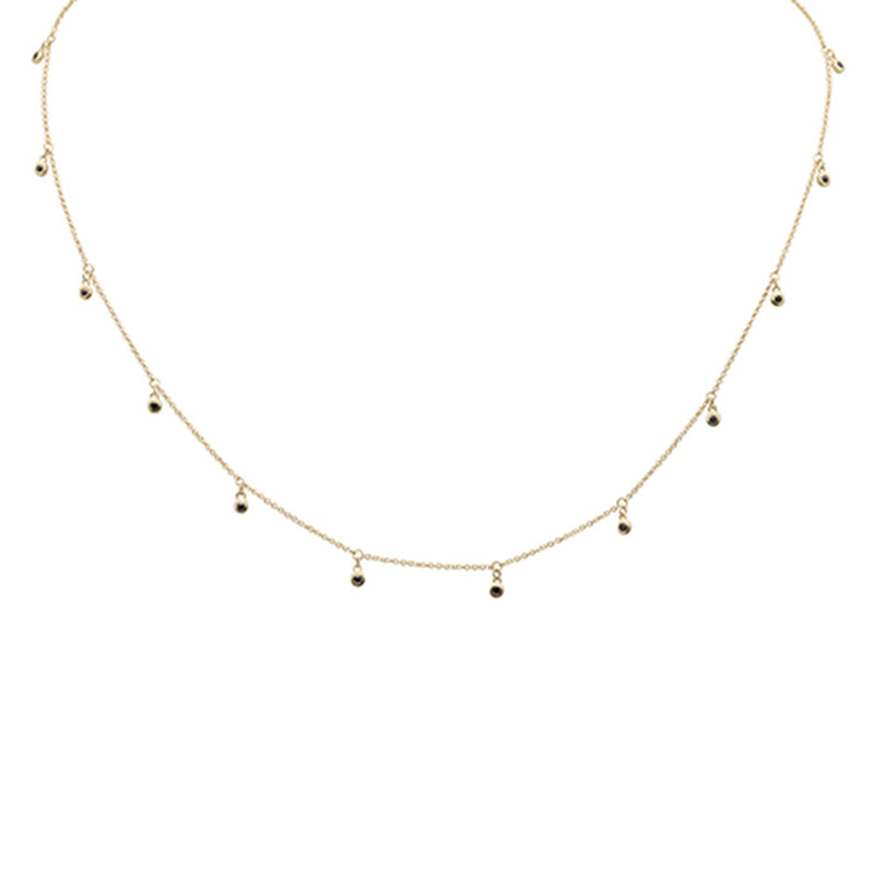 DIAMOND CLOSEOUT!  .33ct G SI 14K Yellow Gold Blue Sapphire Gemstone Dangling Pendant Necklace 18" Long