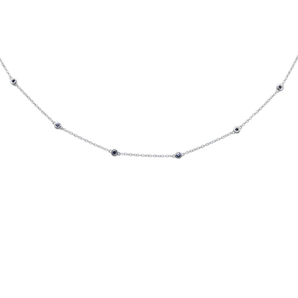 GEMSTONE CLOSEOUT!  .62ct G SI 14K White Gold Blue Sapphire Gemstone By the Yard Style Pendant Necklace
