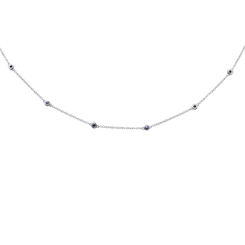GEMSTONE CLOSEOUT!  .62ct G SI 14K White Gold Blue Sapphire Gemstone By the Yard Style Pendant Necklace