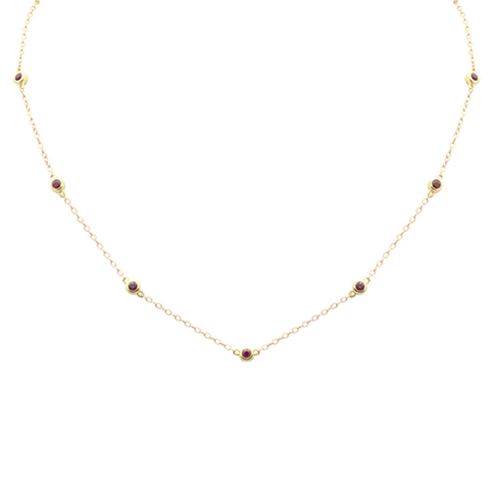 SPECIAL! .66ct G SI 14K Yellow Gold Ruby Gemstone Necklace 16" + 2" Ext