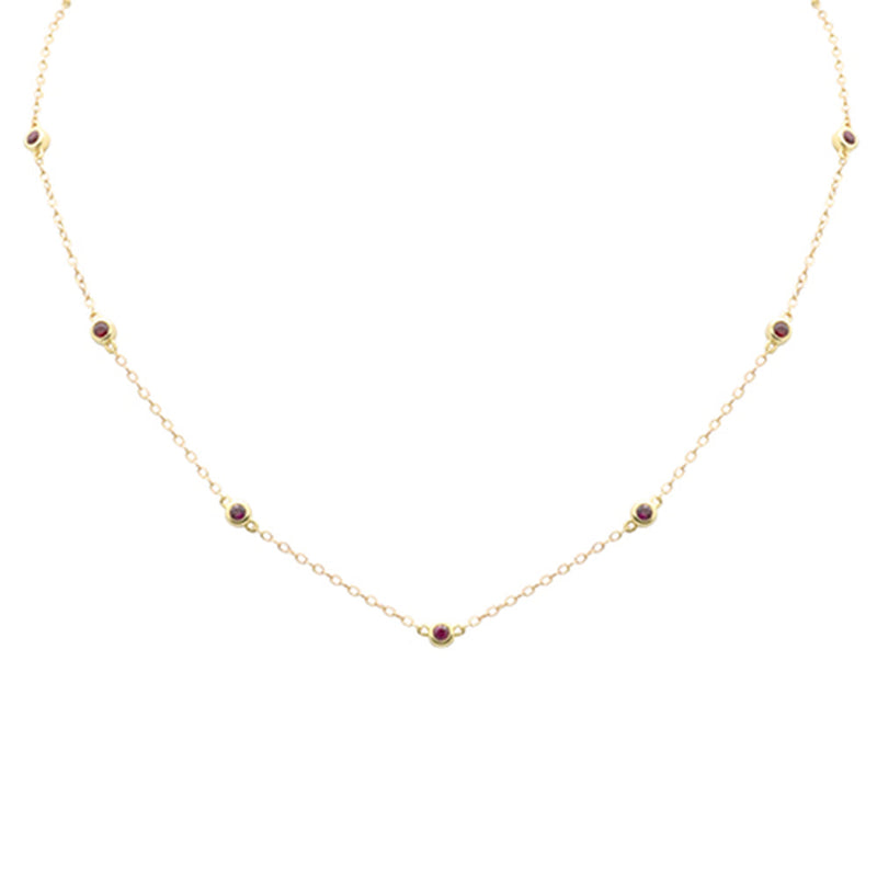 SPECIAL! .66ct G SI 14K Yellow Gold Ruby Gemstone Necklace 16" + 2" Ext
