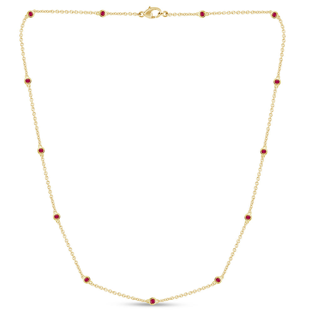 SPECIAL! .66ct G SI 14K Yellow Gold Ruby Gemstone Necklace 16" + 2" Ext