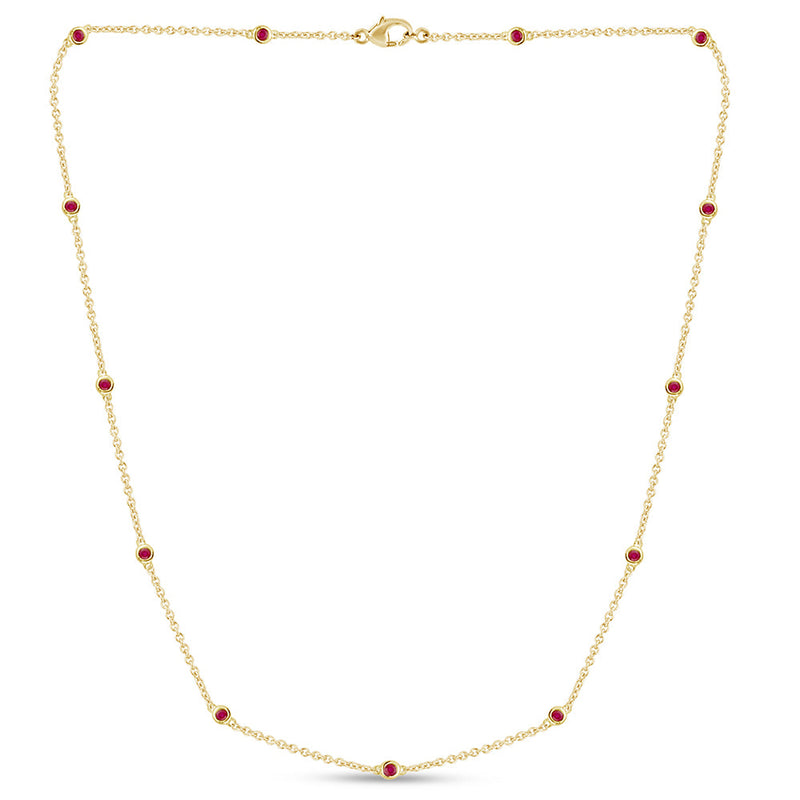 SPECIAL! .66ct G SI 14K Yellow Gold Ruby Gemstone Necklace 16" + 2" Ext
