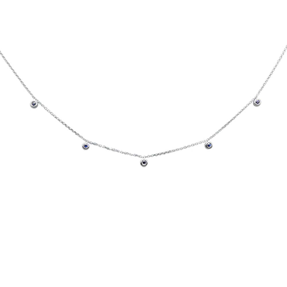 DIAMOND CLOSEOUT!  .16ct G SI 14K White Gold Diamond & Blue Sapphire Pendant Necklace