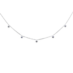 DIAMOND CLOSEOUT!  .16ct G SI 14K White Gold Diamond & Blue Sapphire Pendant Necklace